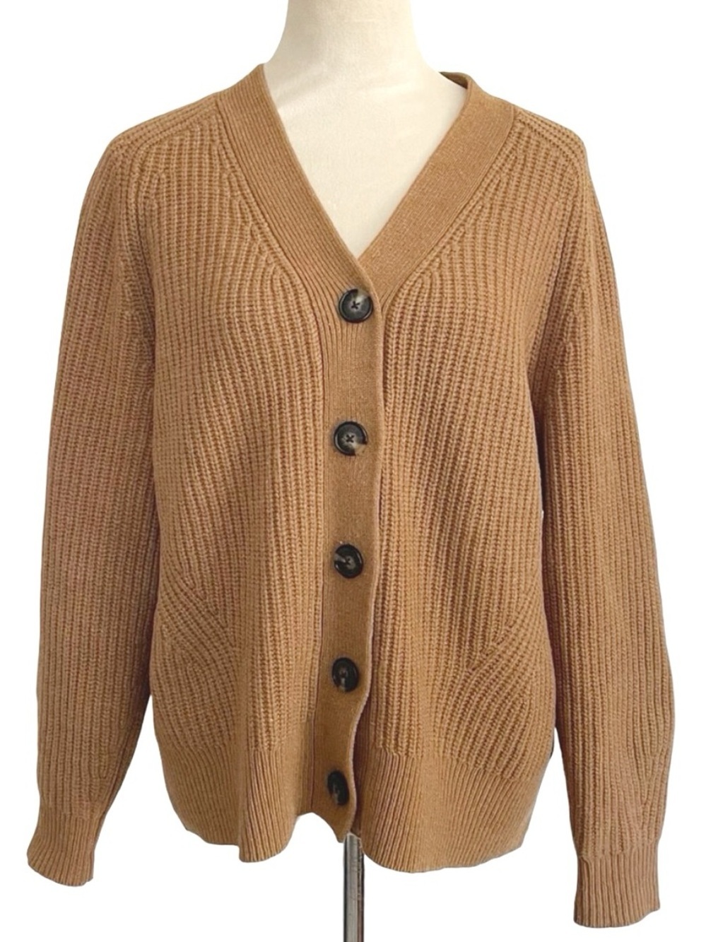 Everlane Tan Button-Front Cardigan Sweater
